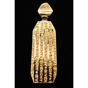 Givenchy Vintage Logo Pin Brooch Pendant Bottle 4G Gold Chunky Signed 1980s Bin7